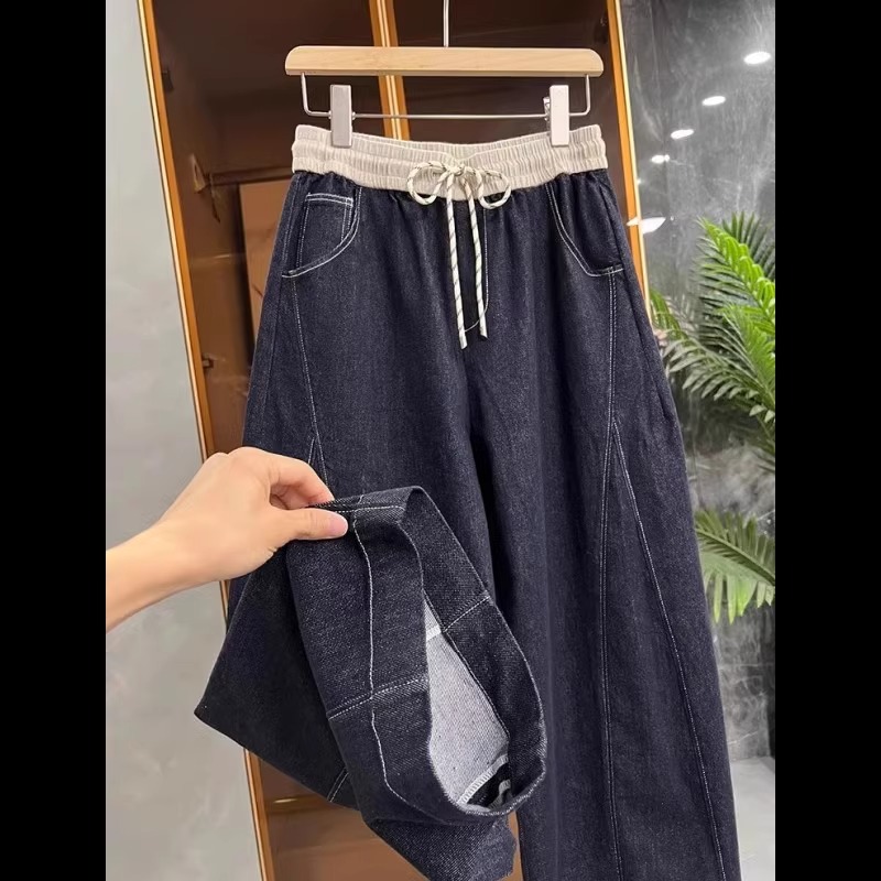 加肥大码300斤松紧抽绳牛仔裤