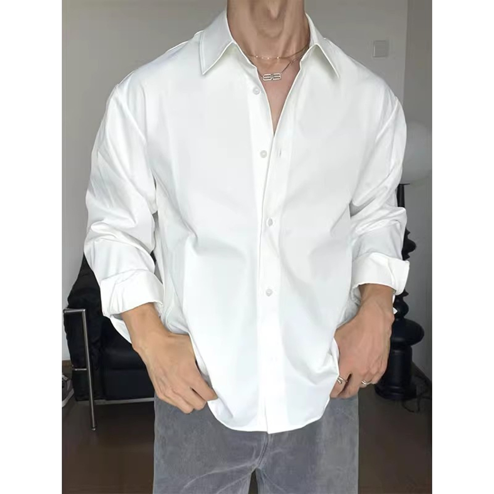 特大码300斤白色衬衫男士港风