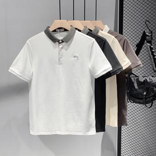 男短袖 男装 衫 300斤大码 高级感保罗t恤半袖 夏季 撞色翻领polo衫 韩版