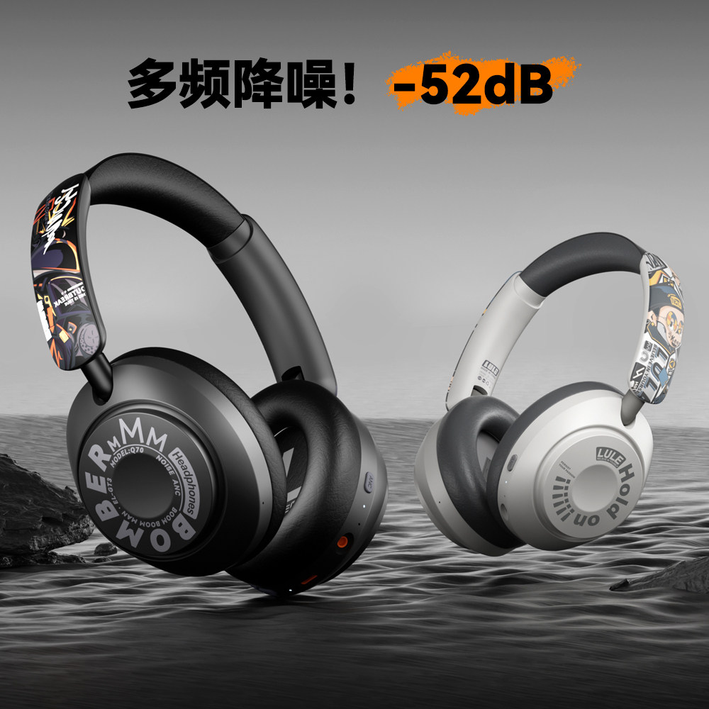 鲁乐GT3头戴式耳机蓝牙无线主动降噪有线电竞游戏涂鸦2026新款