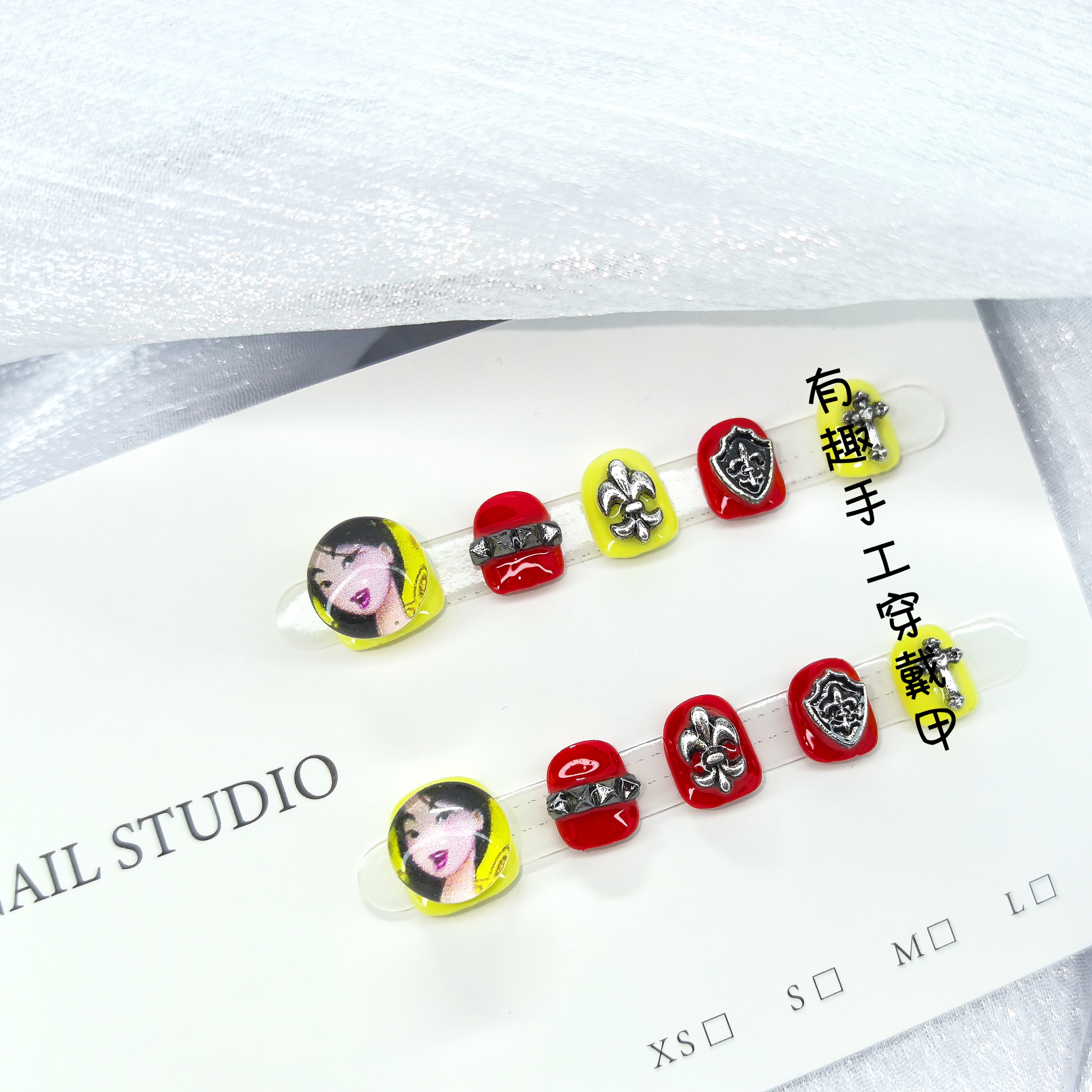 花木兰手工穿戴甲儿童甜酷哥特朋克风美甲贴片ins氛围感短甲国风'