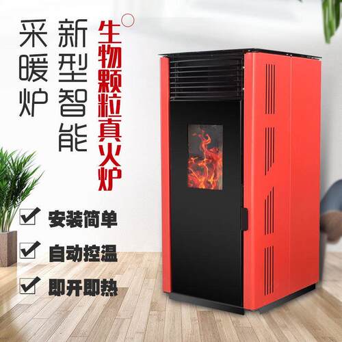 生物质颗粒取暖炉 取暖做饭两用炉遥控无烟真火炉