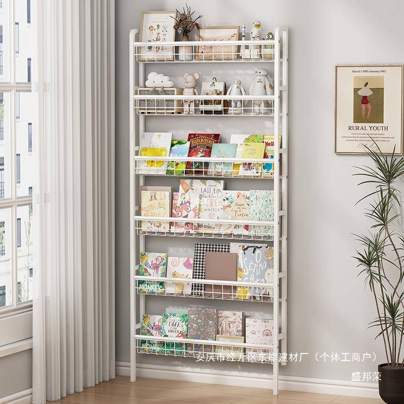 极窄收纳门后家用夹缝书架落地墙上简易壁挂铁艺儿童置物架