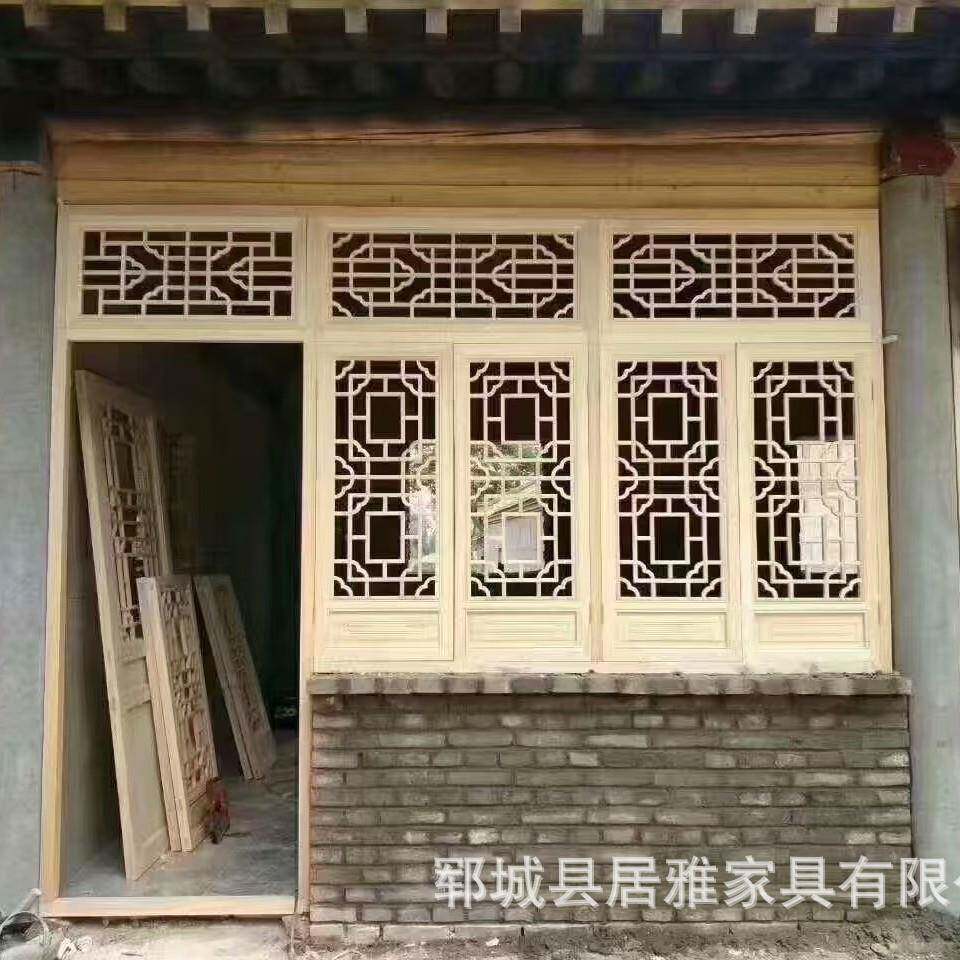 新中式屏风隔断玄关实木花格镂空木格栅榆木雕花古建仿古门窗