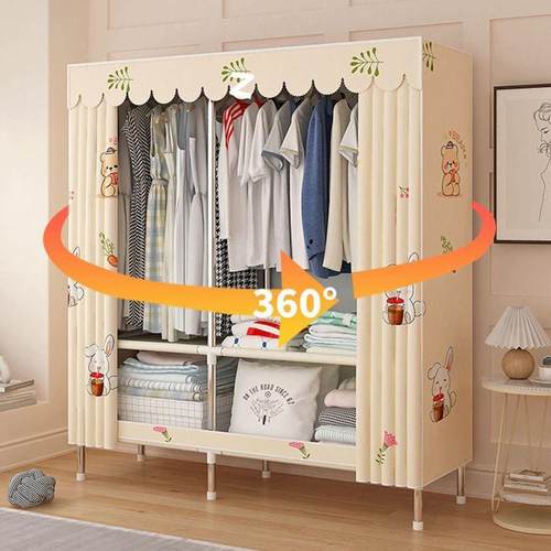 简易衣柜家用卧室钢架加厚加固出租房耐用加粗钢管组装收纳衣橱