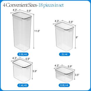 0.8L 2.0L 4保鲜盒套组密封防潮厨房收纳密封罐 1.4L 2.8L