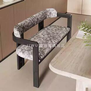 设计师款实木餐椅中古软包长凳法式复古白蜡木扶手椅子家用书桌椅