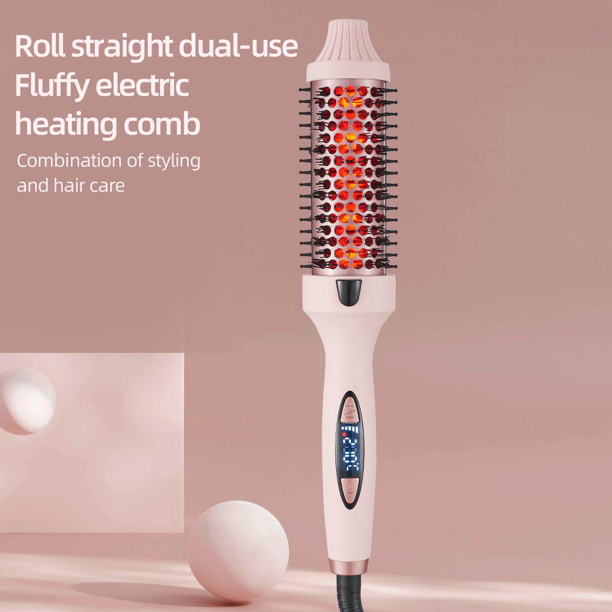 厂家跨境直发梳不伤发电动家用美发梳护发蓬松拉直发内扣红外线