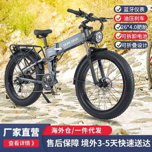 海外肥胎越野电动自行车可折叠电动自行车可拆卸电池强劲电机