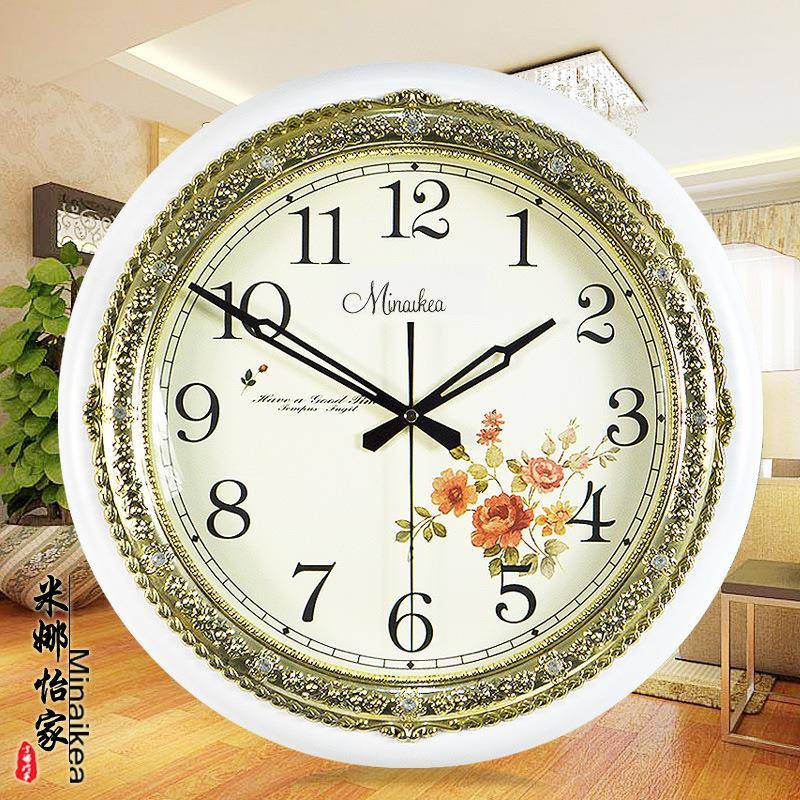 现代大号田园客厅静音挂钟欧式时尚仿古石英钟现代简约创意时钟