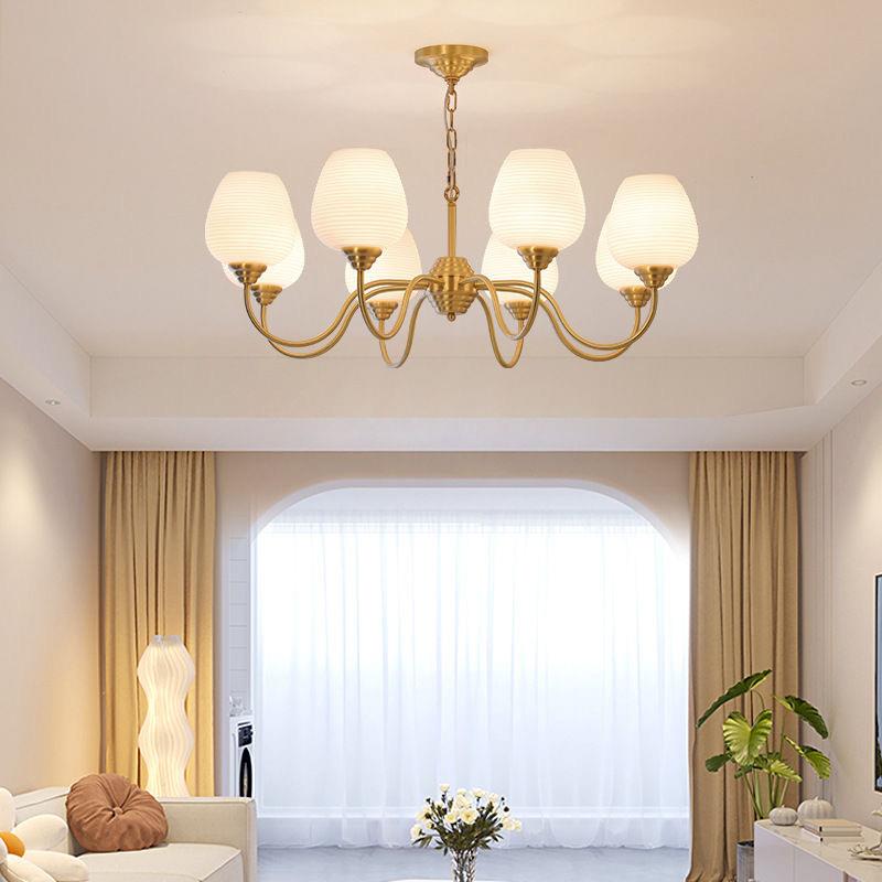 法式极简全铜现代中古轻奢灯具复古奶油风餐厅书房卧室灯客厅吊灯