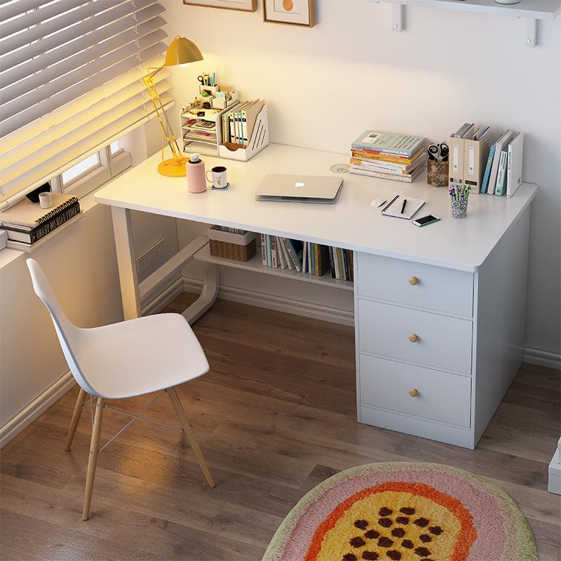 电脑桌台式家用办公桌现代简约卧室带抽屉书桌书架一体学生学习桌
