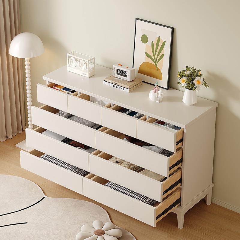 J&客厅五斗柜靠墙奶油风抽屉储物斗柜实木简约现代卧室柜子收纳柜