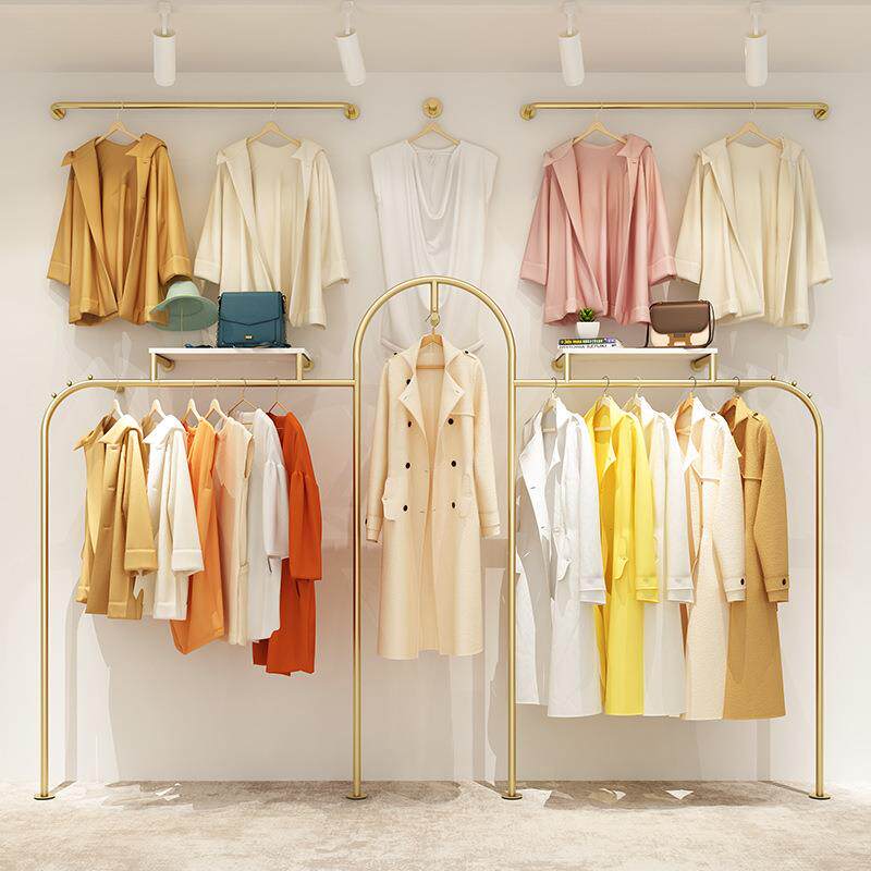 服装店展示架商场店铺装修置物架纳米金上墙组合货架女装架子
