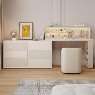 烤漆实木梳妆台卧室现代简约化妆台斗柜一体轻奢高级感化妆桌妆台