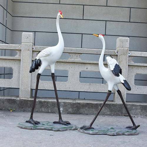 仿真丹顶鹤动物仙鹤玻璃钢雕塑园林景观售楼不庭院水池打卡点装饰