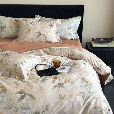 高档80支兰精天丝四件套夏季冷感被套高级感田园公主风亲肤可裸睡