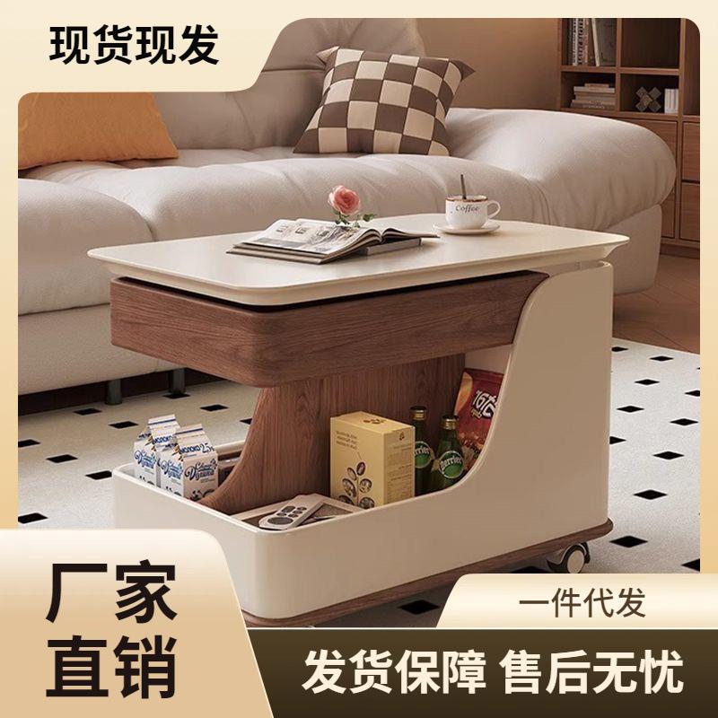 移动茶几实木多功能北欧简约家用现代升降小户型客厅小推车网红款
