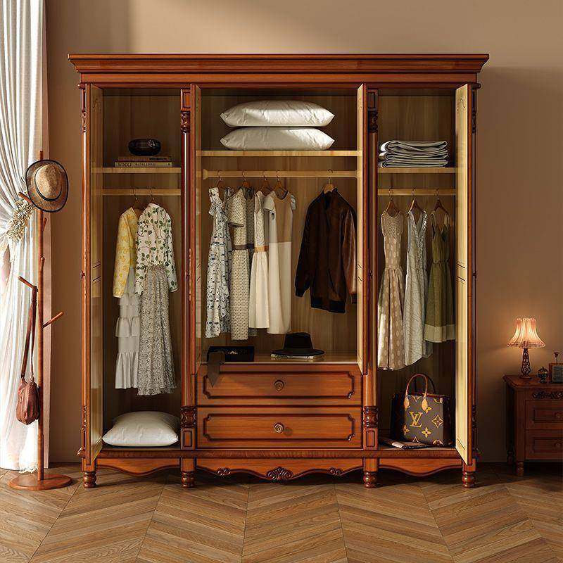 美式衣柜实木复古风卧室家用现代三门四门欧美风仿古欧式衣柜组合