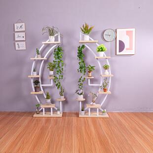 七层花架多功能室内置物架木板厚度2.5cm心形花架展示架美式复古