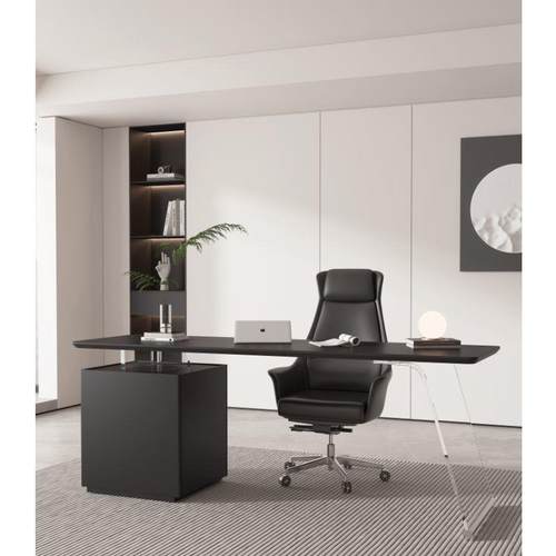 意式极简轻奢书房书桌家用客厅实木电脑桌写字台老板高端办公桌子