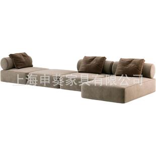 美式乡村现代简约轻奢时尚多人沙发客厅会客布艺休息室别墅样板房