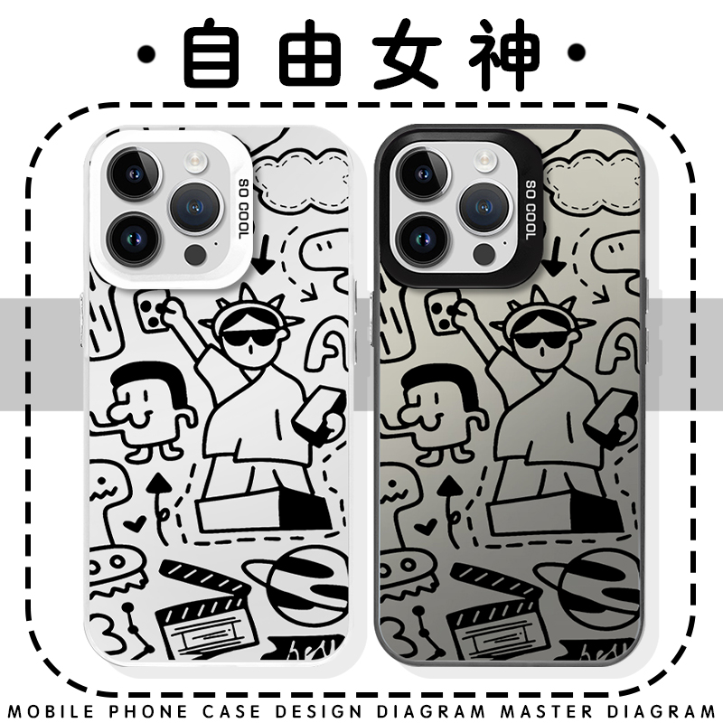 自由女神潮牌周边线条涂鸦