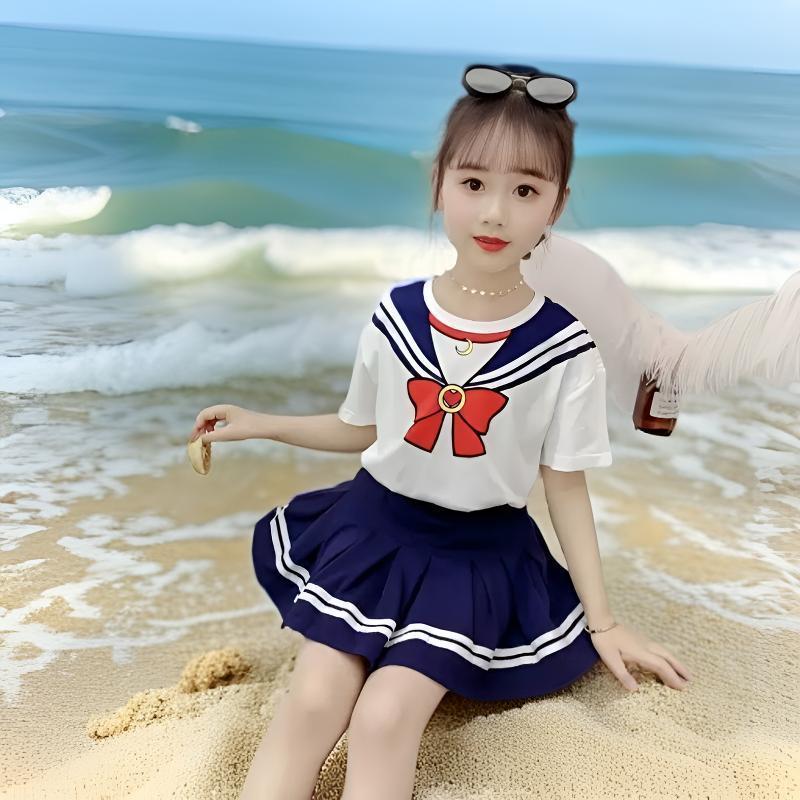 儿童装女童夏装学院风套装JK制服