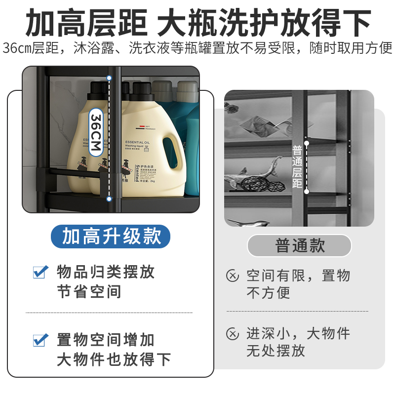 现货速发落地式浴室洗漱用品储物架子厕所夹缝多层脸盆收纳架