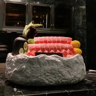 速发海刺姿造鲜身陶瓷雕盘三文鱼东星斑鱼拼小龙虾酒店商用火锅刺