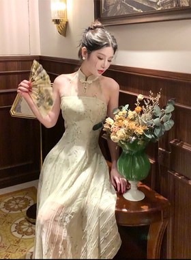 速发Good Job【花衣深】新中式水墨印花连木裙夏新季款国风清冷长