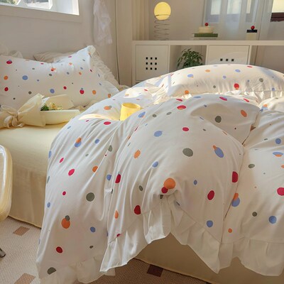 速发韩波少式生花边公主洗棉笠学点宿舍三件套