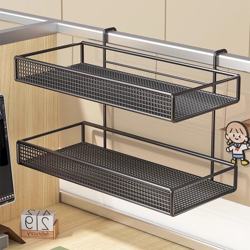 速发办公桌上挂篮工位屏风隔板悬挂式置物架办用公品多层收纳整理