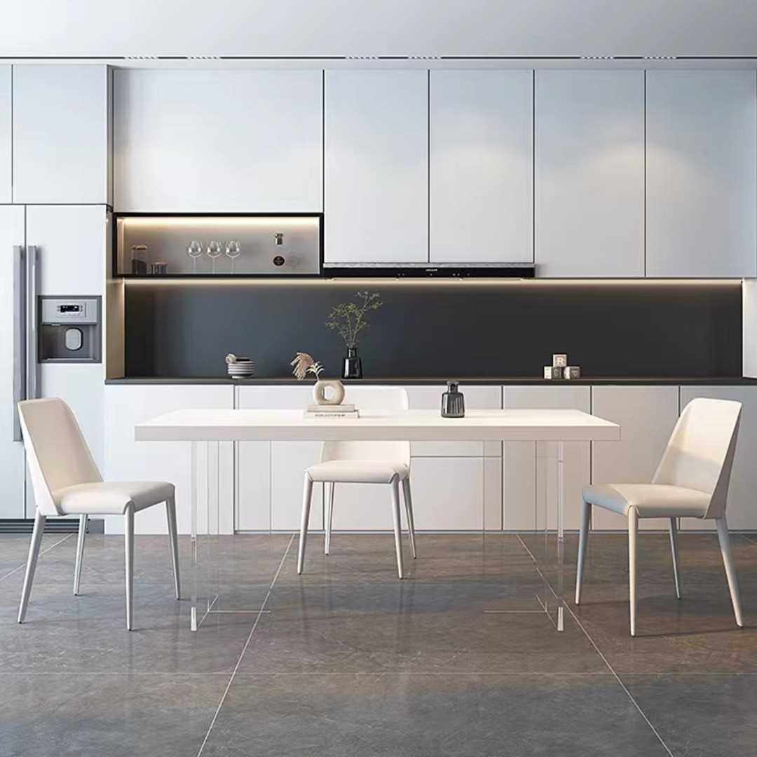 亚克力悬浮岩板餐桌德利丰意式极简透明北欧设计师岛台长方形家用