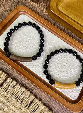 天然黑玛瑙中式手链情侣生日礼物