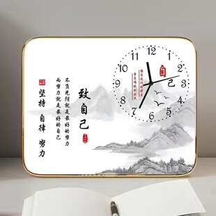 孩子桌面钟表摆放学习很苦励志桌面摆台钟房间书桌摆件钟静音时钟