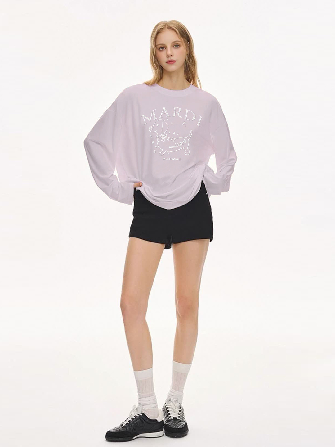 Mardi韩系莱赛尔休闲百搭圆领T恤25秋季新款印花宽松轻奢套头上衣