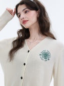 V领刺绣羊毛针织开衫 Mardi简约韩版 25秋新款 气质休闲轻奢毛衣上衣