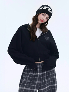 Mardi韩系短款拉炼连帽卫衣25春秋新款简约休闲宽松百搭开衫外套