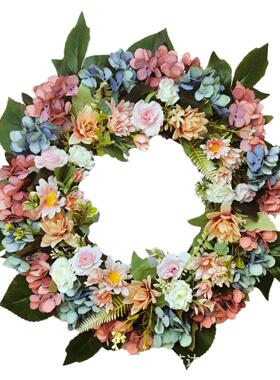 销新直居款春季欧式仿真玫瑰挂花FXZ环婚礼节日门楣家饰装饰货源