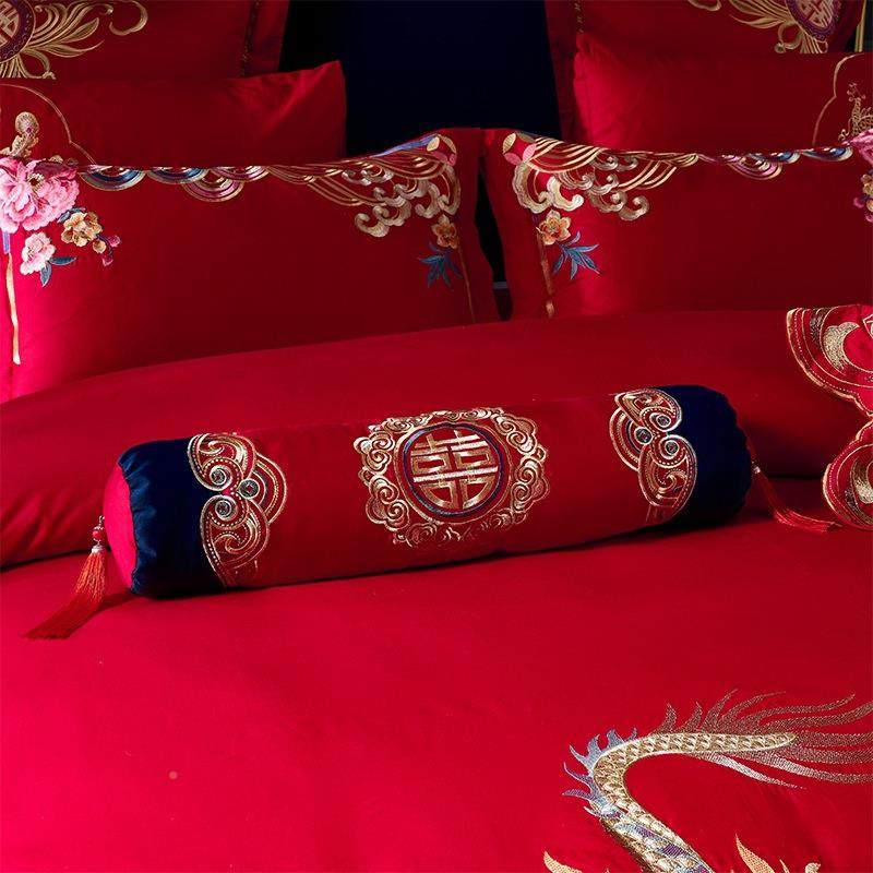 H218九狐婚庆家纺结婚床用品全棉红四色件套备婚上喜喜被婚房布置,床上用品,婚庆床品套件,淘宝优惠券,粉丝福利购,淘宝优惠卷