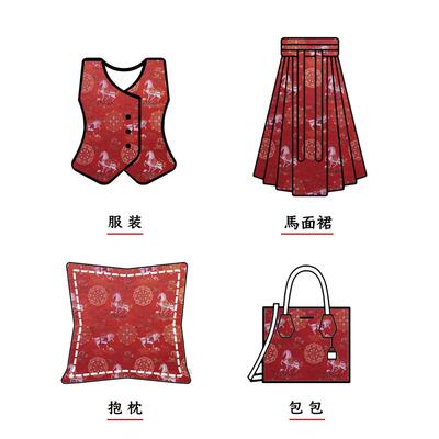 新中式仿花锦丝提HY5716-1面料国风金汉服宋马面裙外套色织布