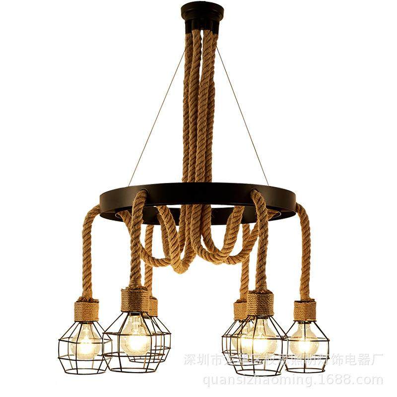 权照明供思应复古工业风铁古艺麻绳吧吊灯餐厅茶楼酒家居工业复风,家装灯饰光源,智能吊灯,淘宝优惠券,粉丝福利购,淘宝优惠卷