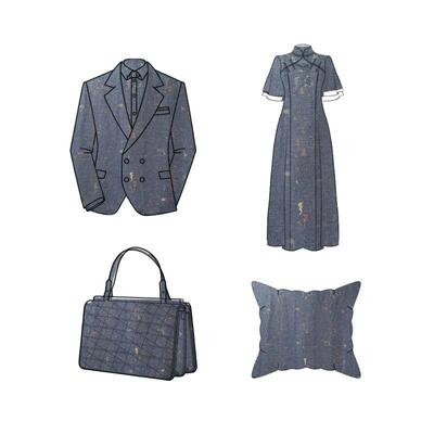 创意重肌理空镂色提织花面料牛仔蓝色薄款凹感造JSF2353型服装设