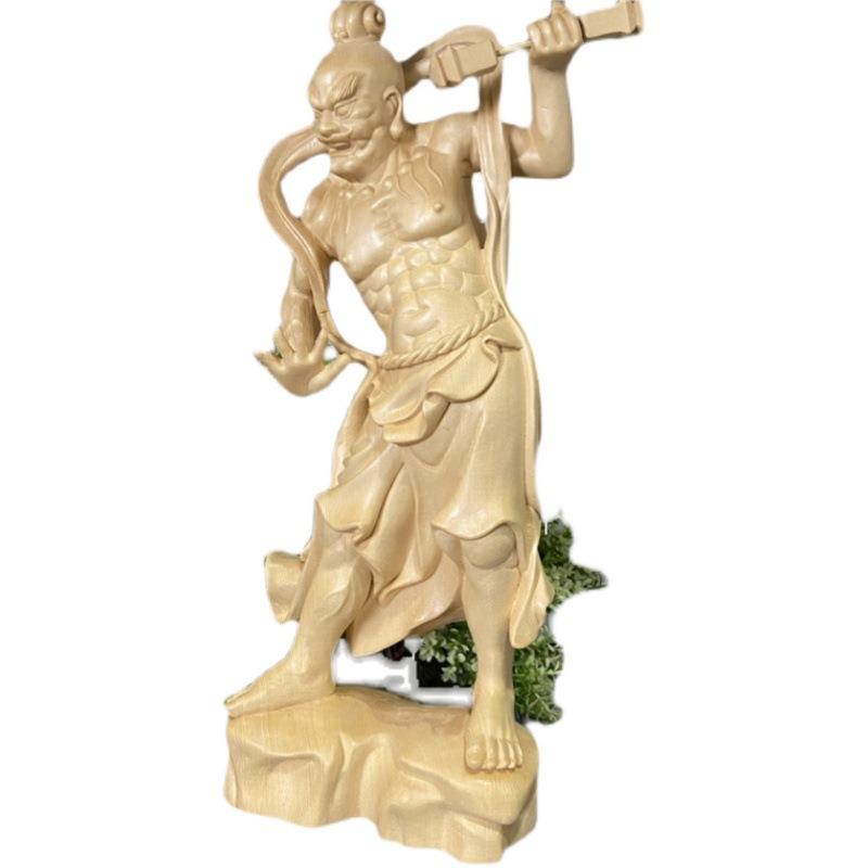 崖柏桧木雕刻家居人物摆件门神哼哈二将佛像神像力士装饰工艺品