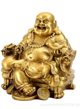 纯铜弥勒佛摆件10102201大小号坐龙大笑佛居椅供肚奉玄家关收银台