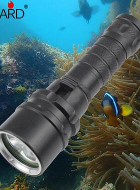 L6012LED潜水手防电筒电T6补光黄强光潜8水远射水下水1650锂池