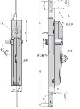工业天地锁连8杆锁拉杆锁传动齿条锁电气柜门锁MS30-6