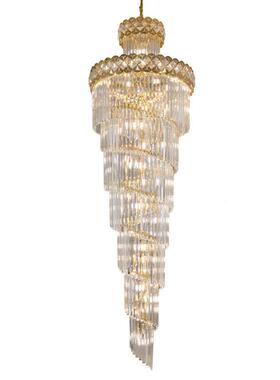 楼梯水晶灯长吊旋跃灯中山43293灯饰厂家直销别复式楼墅中楼转层