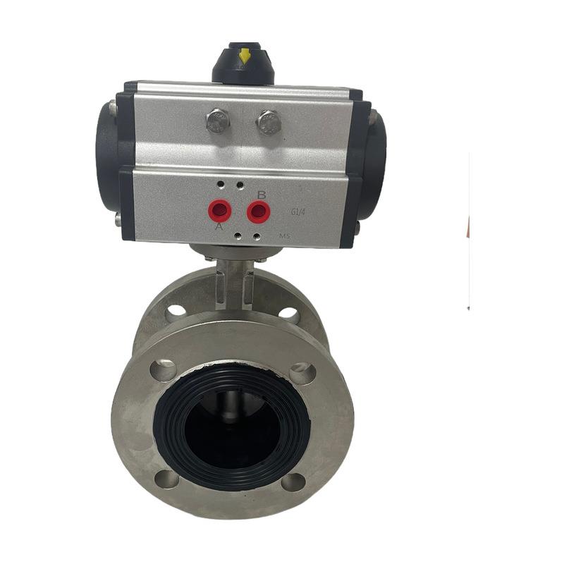 美标气动中线软密封法兰蝶阀D641X-150LB不锈钢气动法兰蝶阀